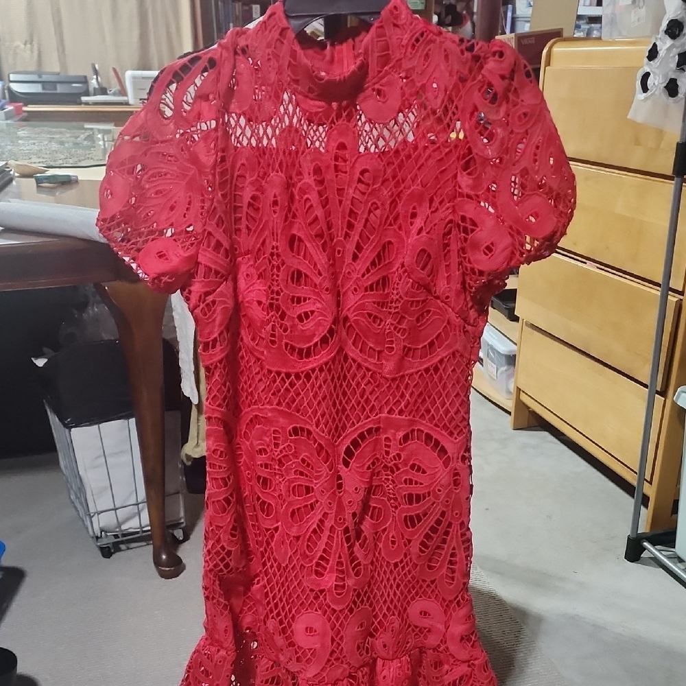 Elegant Red Lace Dress